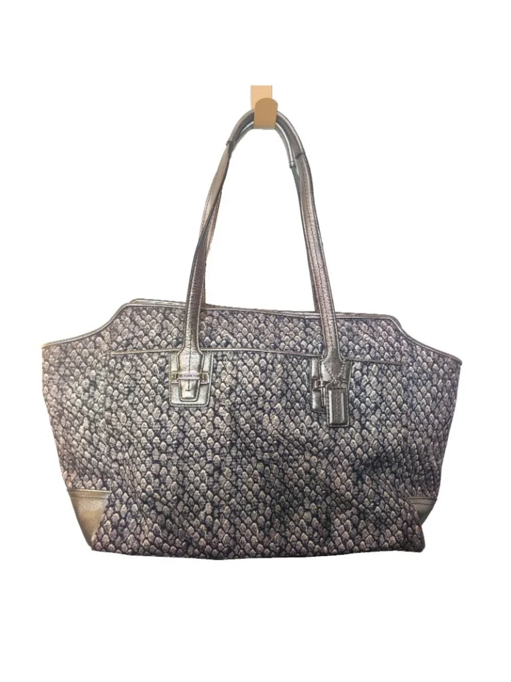 $398 Coach Snake print tote handbag gunmetal Light Weight CARRYALL Taylor